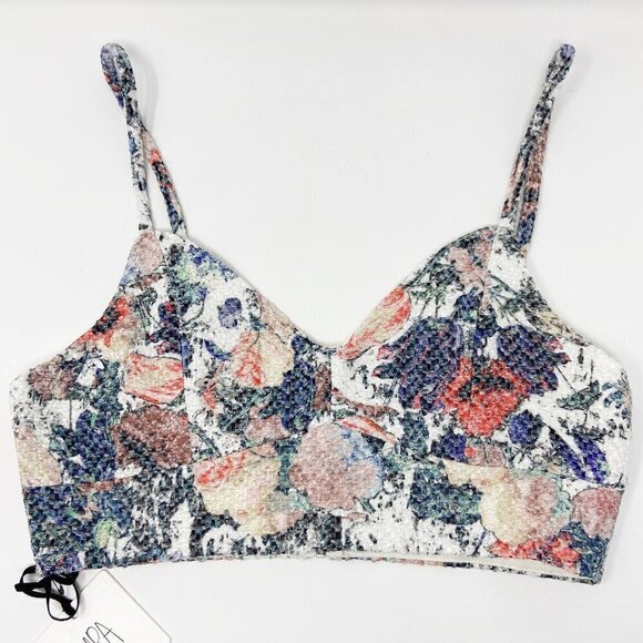 DRA | Multicolor Floral Textured Bralette Crop Top Small - Picture 2 of 10